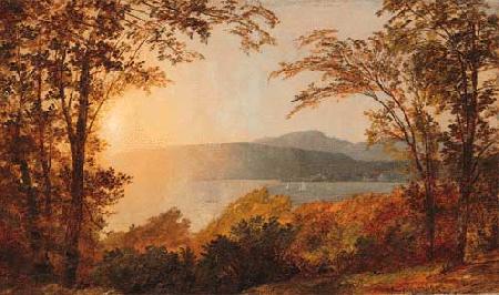 Jasper Cropsey Sunset, Hudson River Germany oil painting art